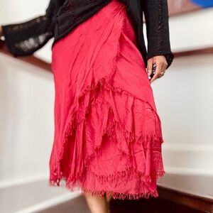 🌹Silk Ruffle Front Skirt🌹🌹